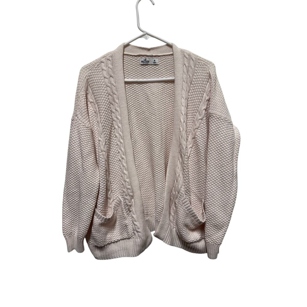 Hollister Pink Cable Knit Cardigan Sweater Cozy Soft Preppy Y2K Size Medium